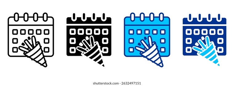 New Year Icon Set Multiple Style Vector Illustration