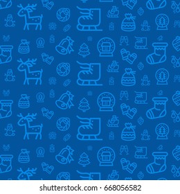 New Year icon set pattern. New Year seamless vector flat background