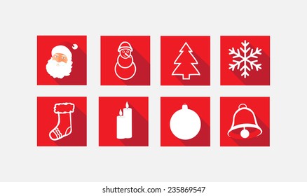 New year icon set.Flat long icons.