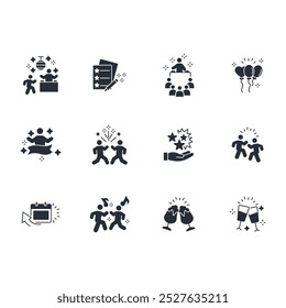 New year icon set.vector.Editable stroke.linear style sign for use web design,logo.Symbol illustration.