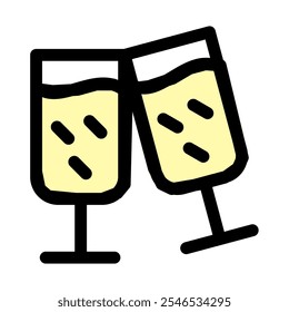 New year icon symbol- champagne icon