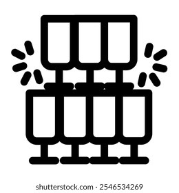 Símbolo del icono del año Nuevo - pila de iconos de copas de champán