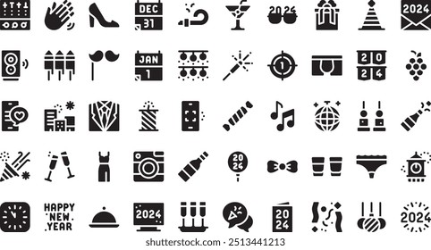 New year icons High-Quality Vector Icons Collection with Editable Stroke. Ideal for Professional and Creative Projects.