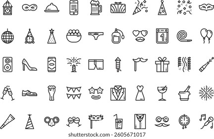 New year icons High-Quality Vector Icons Collection with Editable Stroke. Ideal for Professional and Creative Projects