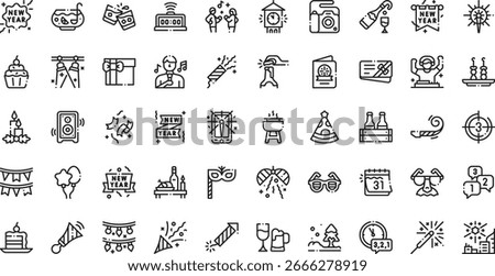 New year icons High-Quality Vector Icons Collection with Editable Stroke. Ideal for Professional and Creative Projects
