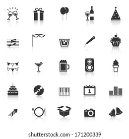 New Year icons with reflect on white background, stock vector