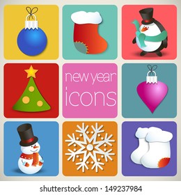 New Year Icons Set