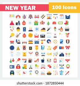 NEW year icons set. Included icons as celebrate, celebration, dancing, music, congrats and more.
