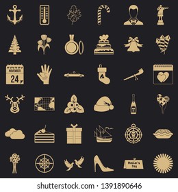 New year icons set. Simple style of 36 new year vector icons for web for any design