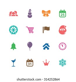 new year icons universal set for web and mobile