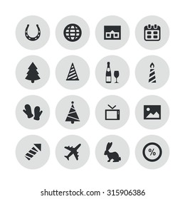 new year icons universal set for web and mobile