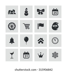 new year icons universal set for web and mobile