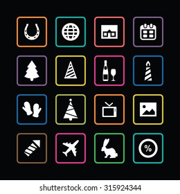 new year icons universal set for web and mobile