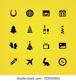 new year icons universal set for web and mobile