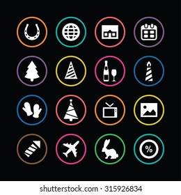 new year icons universal set for web and mobile