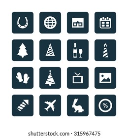 new year icons universal set for web and mobile