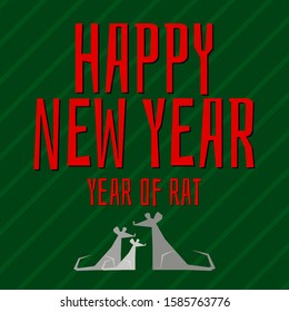 New Year illustration 2020 in vector with rats