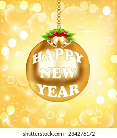 New Year illustration background gold color ball bells