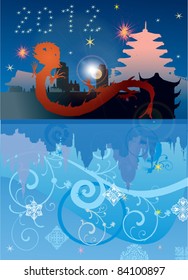 new year illustration with dragon