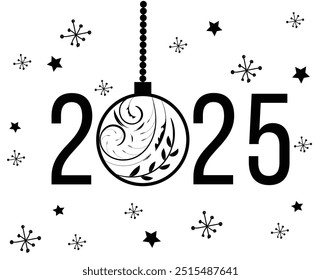 New Year Illustration with Ornament Bauble. International winter holiday concept vector