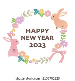 new year illustration with rabbits