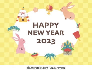new year illustration with rabbits