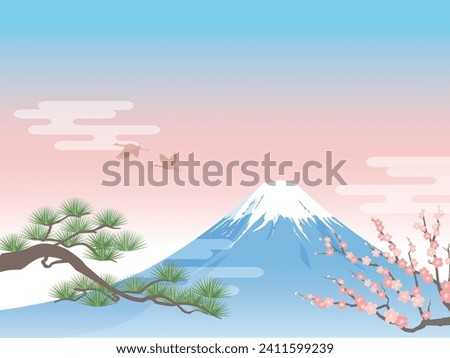 New Year image_Mt.Fuji and pine plum blossoms