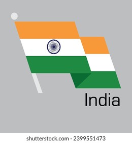 New Year with INDIA flag vector design. Waving flag banner style. Vector illustration, Eps 10