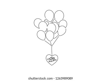 New year isolated line drawing, vector illustration design. Christmas collection.