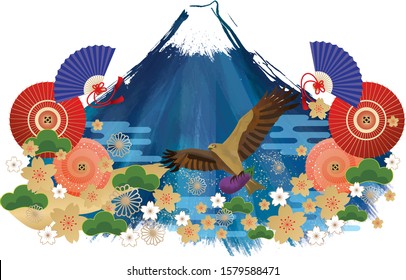 New Year, Japan's best mountain, Mount Fuji, Japanese-style flower