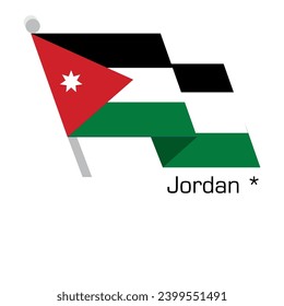 New Year with JORDAN flag vector design. Waving flag banner style. Vector illustration, Eps 10