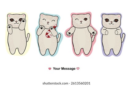 New year kittens sticker with candy