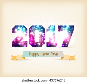 New Year Label Badge. Geometrical background