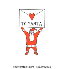 New Year' letter to Santa Claus. Hand-drawn.