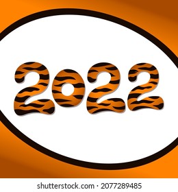 new year lettering 2022 orange with black stripes like a tiger