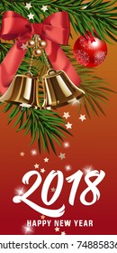 New Year lettering with bells