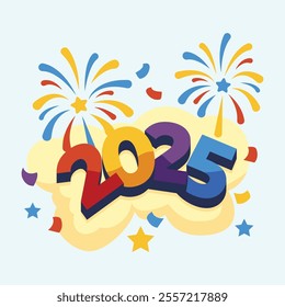 New Year Lettering collection with firework