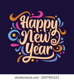 New year lettering color vector design