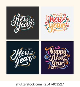 Diseño de Vector de color de letras de año Nuevo