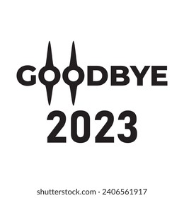 New Year lettering holiday logo - 2023 goodbye,Goodbye 2023 and Hello 2024,Goodbye 2023 lettering typography for greeting card. 
