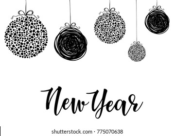New Year - lettering inscription to winter holiday design. Can be used for invitation, posters, cards and etc.