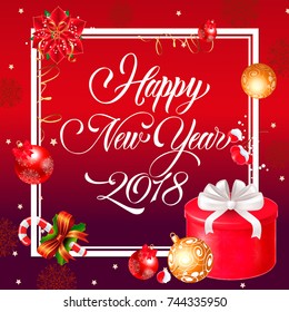 New Year lettering on red background