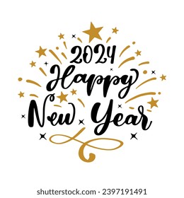 New Year Lettering Quotes and Phrases For Printable Posters, Cards, Tote Bags Or T-Shirt Design. Happy New year 2024 Quotes And Sayings