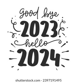 New Year Lettering Quotes and Phrases For Printable Posters, Cards, Tote Bags Or T-Shirt Design. Happy New year 2024 Quotes And Sayings