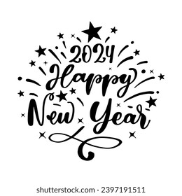 New Year Lettering Quotes and Phrases For Printable Posters, Cards, Tote Bags Or T-Shirt Design. Happy New year 2024 Quotes And Sayings