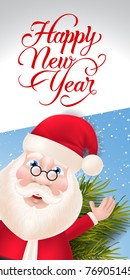 New Year Lettering with Santa Claus