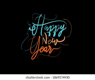 New Year lettering Text on black background in vector illustration