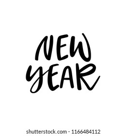 New Year lettering in vector. Perfect handmade lettering for holiday decorations. Trendy New Year design. 