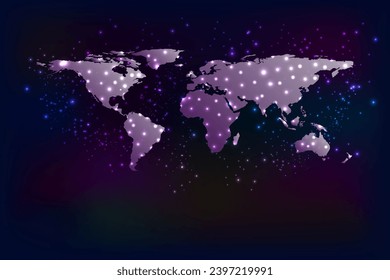 New Year light over World Map with copy space. Source of World Map from (visibleearth.nasa.gov).
