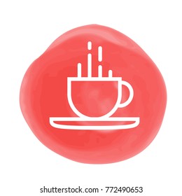 New year line cacao cup icon on red marker spot, symbol for christmas design